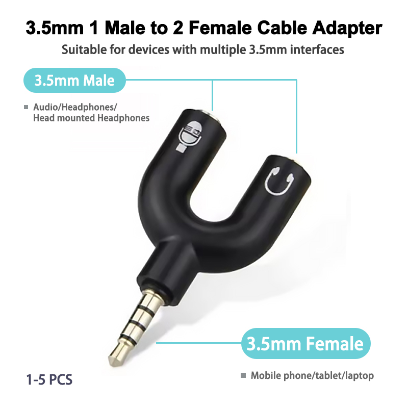Earphone Splitter Jack - Adaptador de microfone divisor de fone
